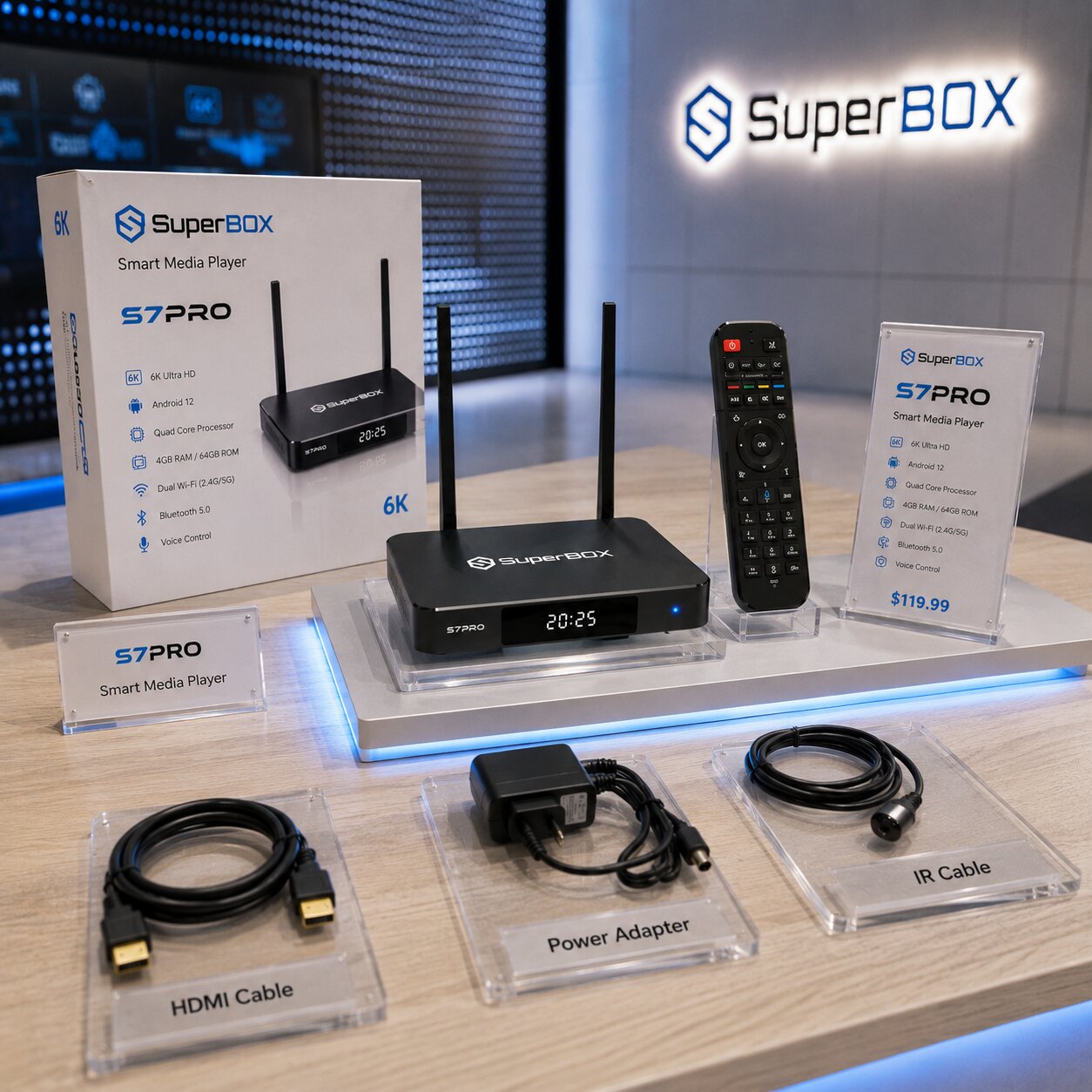 Images of the SuperBox S7 Pro are displayed at the SuperBox TV Box Store showroom (2)