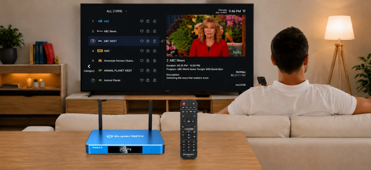 SuperBox S6 Max 34 SuperBox S6 Max Blue TV app for live television and premium channels