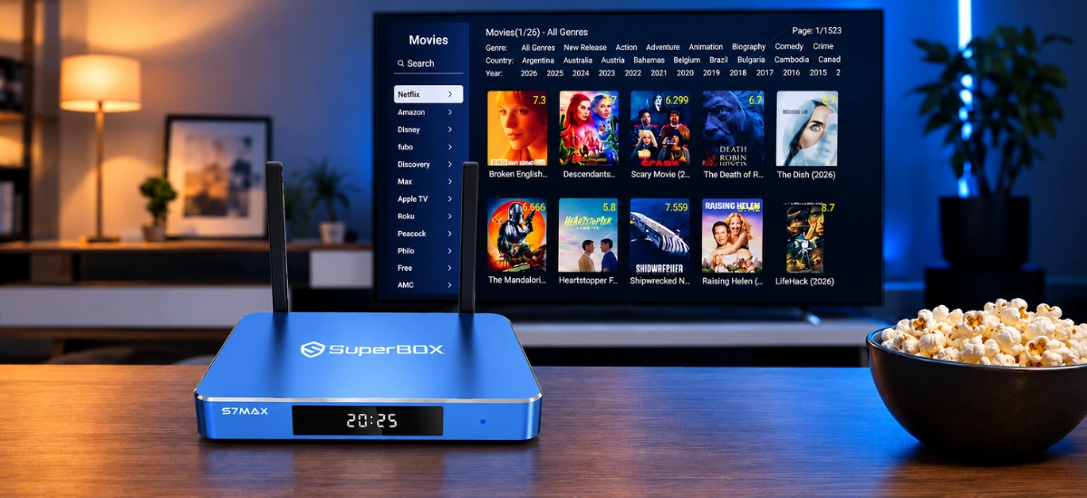 SuperBox S7 Max Blue TV live channels