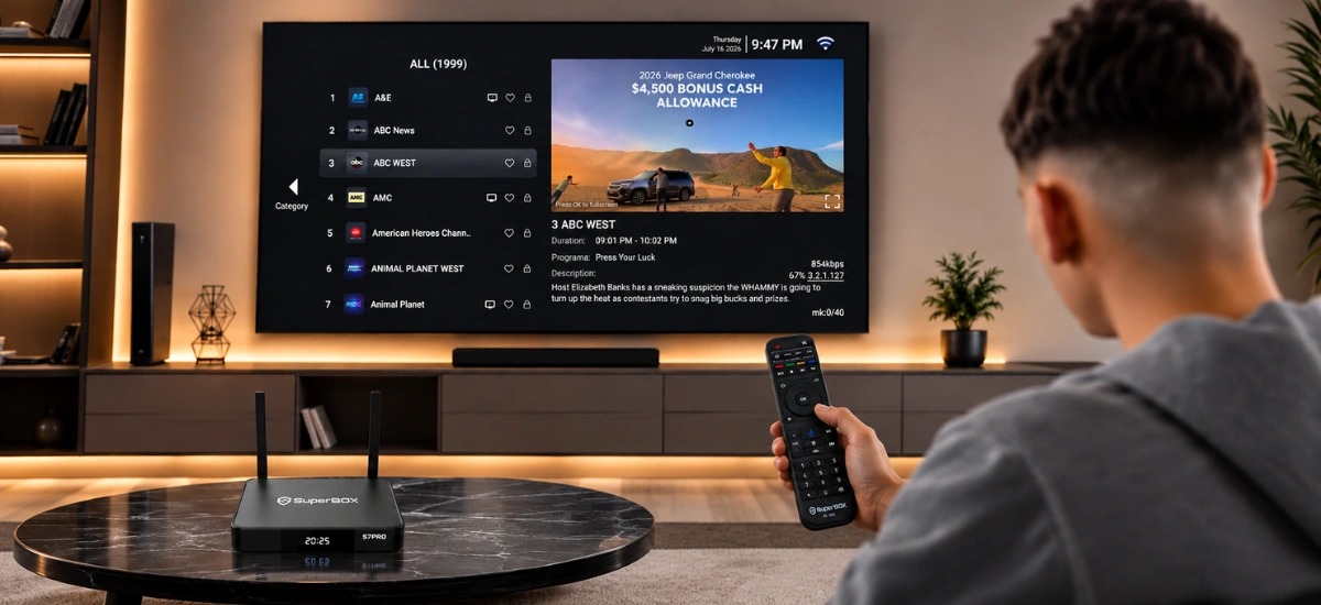 SuperBox S7 Pro 26 SuperBox S7 Pro Blue TV live channels