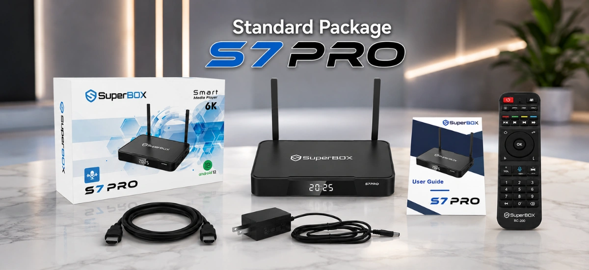 SuperBox S7 Pro 6K Android TV Box Package