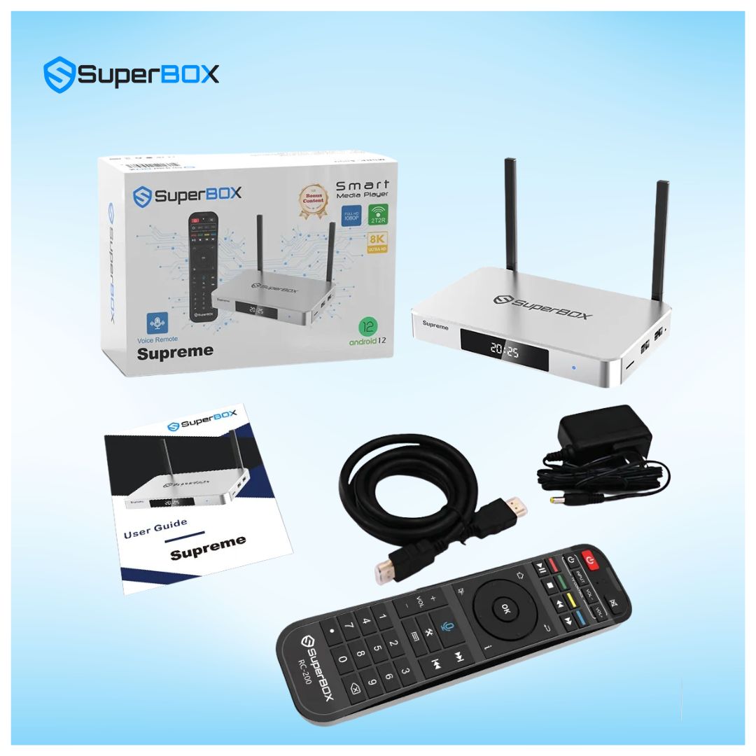 SuperBox Supreme 17 SuperBox Supreme complete bundle with remote HDMI cable and accessories