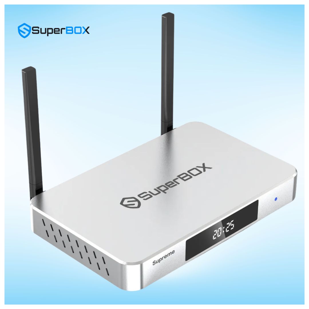SuperBox Supreme 38 SuperBox Supreme premium streaming box angled front view