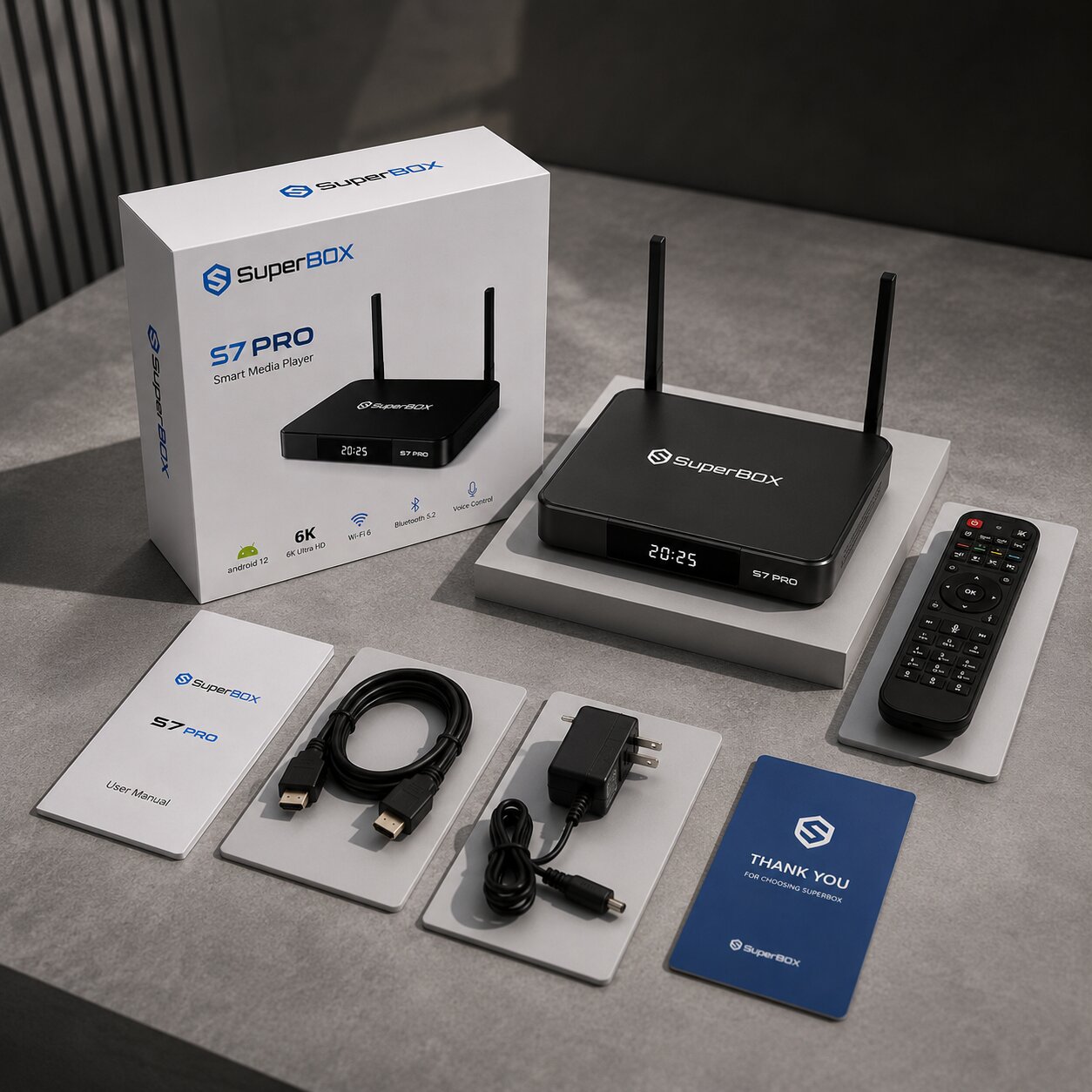 The SuperBox S7 Pro package is available when purchased at the SuperBox TV Box Store 1